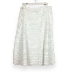MICHAEL KORS White Flared A-line Ruffled Midi Skirt size 2